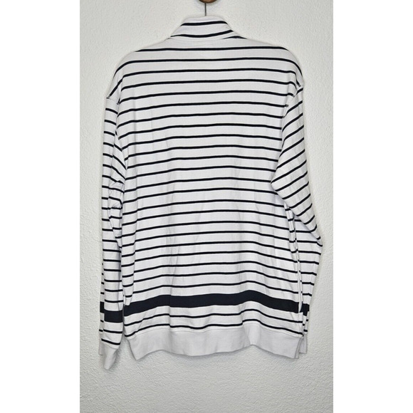 Alife Mens Half Zip Pullover Sweatshirt XL White Black Striped Funnel Neck Retro - Picture 6 of 11